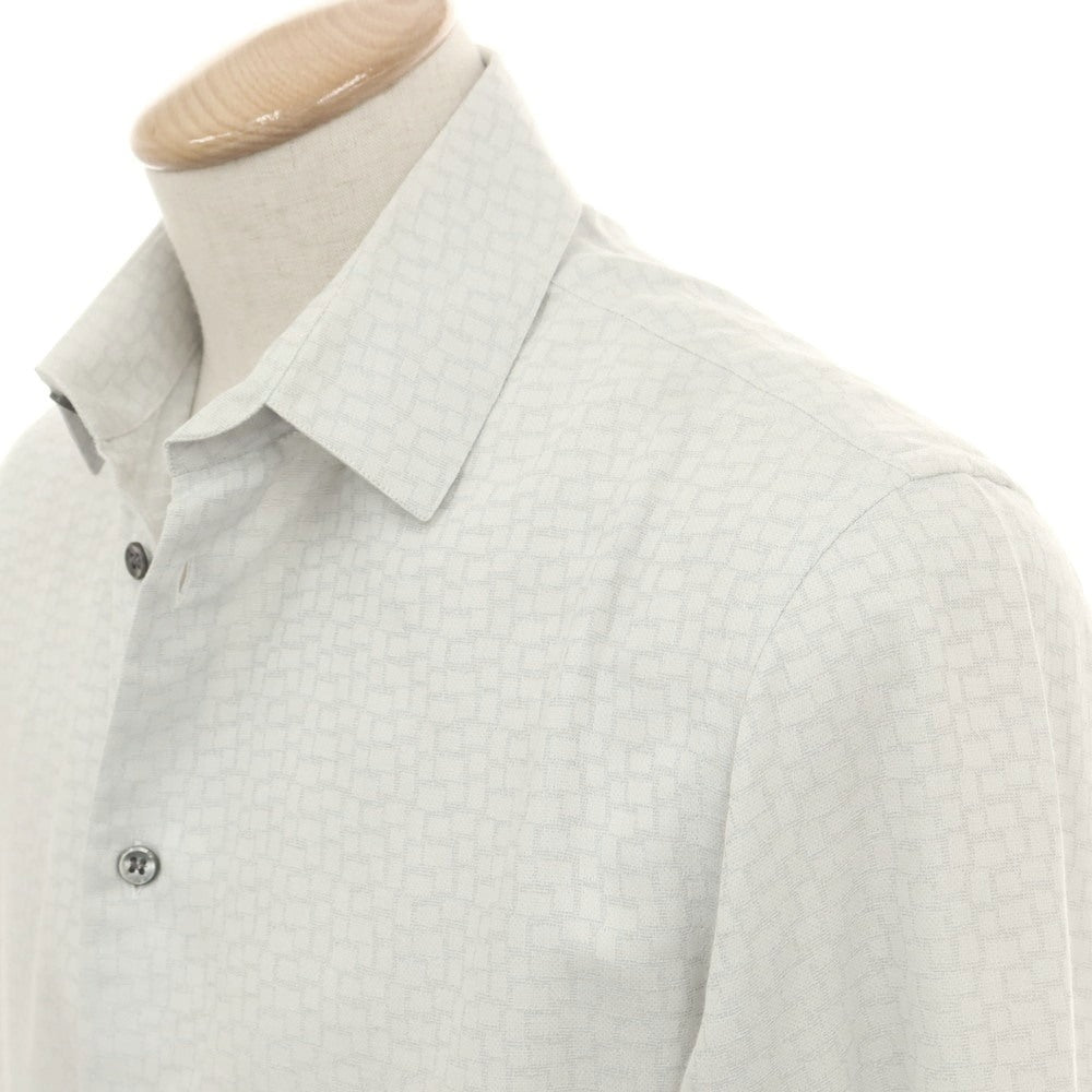 【中古】ジョルジオアルマーニ GIORGIO ARMANI コットン ジャカード レギュラーカラー カジュアルシャツ ライトグレー【 38 】【 状態ランクC 】【 メンズ 】