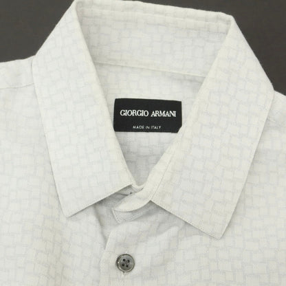 【中古】ジョルジオアルマーニ GIORGIO ARMANI コットン ジャカード レギュラーカラー カジュアルシャツ ライトグレー【 38 】【 状態ランクC 】【 メンズ 】