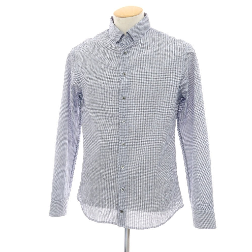 【中古】ジョルジオアルマーニ GIORGIO ARMANI シアサッカーコットン カジュアルシャツ ライトネイビーxホワイト【サイズ38】【 状態ランクC 】【 メンズ 】