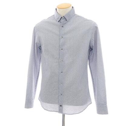 【中古】ジョルジオアルマーニ GIORGIO ARMANI シアサッカーコットン カジュアルシャツ ライトネイビーxホワイト【サイズ38】【 状態ランクC 】【 メンズ 】