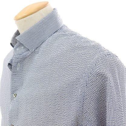 【中古】ジョルジオアルマーニ GIORGIO ARMANI シアサッカーコットン カジュアルシャツ ライトネイビーxホワイト【サイズ38】【 状態ランクC 】【 メンズ 】