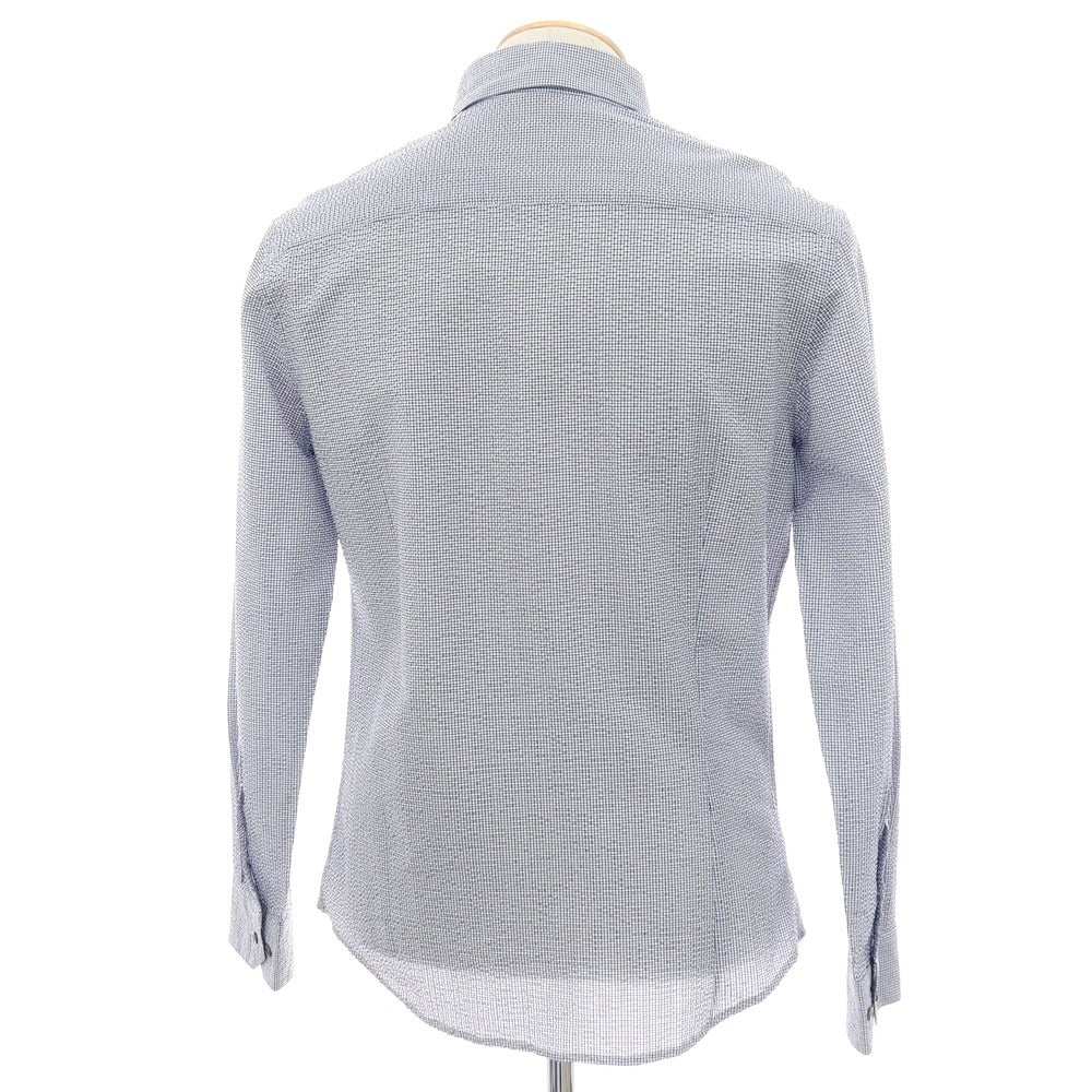 【中古】ジョルジオアルマーニ GIORGIO ARMANI シアサッカーコットン カジュアルシャツ ライトネイビーxホワイト【サイズ38】【 状態ランクC 】【 メンズ 】