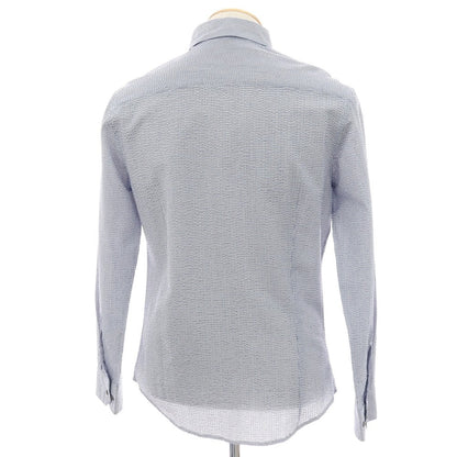 【中古】ジョルジオアルマーニ GIORGIO ARMANI シアサッカーコットン カジュアルシャツ ライトネイビーxホワイト【サイズ38】【 状態ランクC 】【 メンズ 】