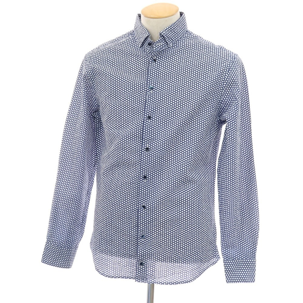 【中古】ジョルジオアルマーニ GIORGIO ARMANI シアサッカーコットン カジュアルシャツ ライトネイビーxホワイト【サイズ38】【 状態ランクB 】【 メンズ 】