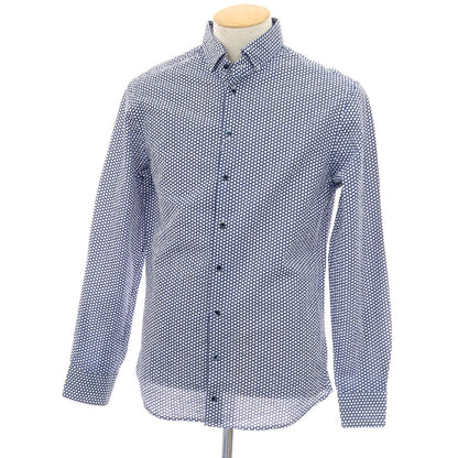 【中古】ジョルジオアルマーニ GIORGIO ARMANI シアサッカーコットン カジュアルシャツ ライトネイビーxホワイト【サイズ38】【 状態ランクB 】【 メンズ 】