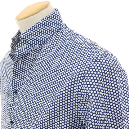 【中古】ジョルジオアルマーニ GIORGIO ARMANI シアサッカーコットン カジュアルシャツ ライトネイビーxホワイト【サイズ38】【 状態ランクB 】【 メンズ 】