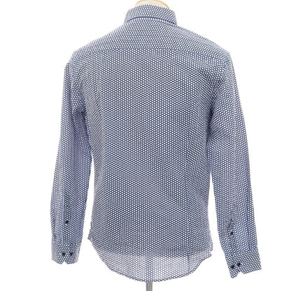 【中古】ジョルジオアルマーニ GIORGIO ARMANI シアサッカーコットン カジュアルシャツ ライトネイビーxホワイト【サイズ38】【 状態ランクB 】【 メンズ 】