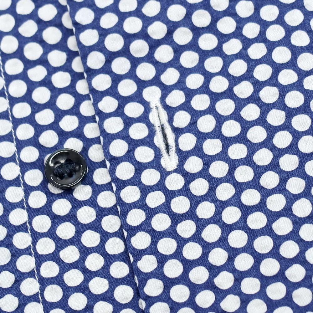 【中古】ジョルジオアルマーニ GIORGIO ARMANI シアサッカーコットン カジュアルシャツ ライトネイビーxホワイト【サイズ38】【 状態ランクB 】【 メンズ 】