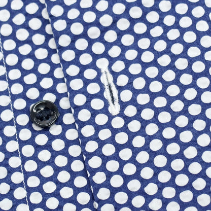 【中古】ジョルジオアルマーニ GIORGIO ARMANI シアサッカーコットン カジュアルシャツ ライトネイビーxホワイト【サイズ38】【 状態ランクB 】【 メンズ 】