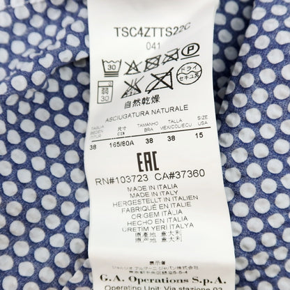 【中古】ジョルジオアルマーニ GIORGIO ARMANI シアサッカーコットン カジュアルシャツ ライトネイビーxホワイト【サイズ38】【 状態ランクB 】【 メンズ 】