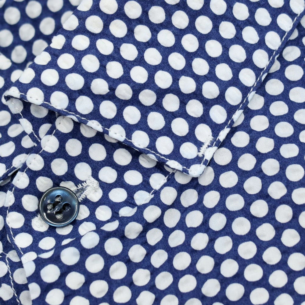 【中古】ジョルジオアルマーニ GIORGIO ARMANI シアサッカーコットン カジュアルシャツ ライトネイビーxホワイト【サイズ38】【 状態ランクB 】【 メンズ 】