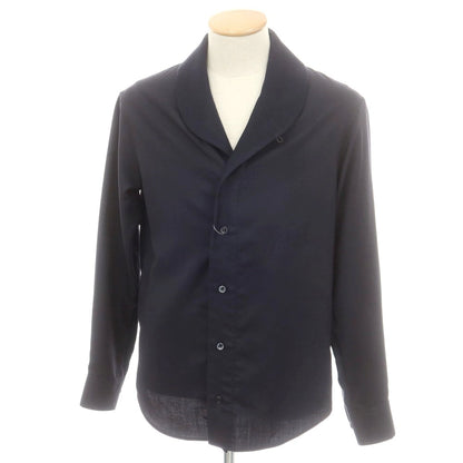 【中古】ジョルジオアルマーニ GIORGIO ARMANI ウール系 ショールカラー カジュアルシャツ ネイビー【 38 】【 状態ランクB 】【 メンズ 】