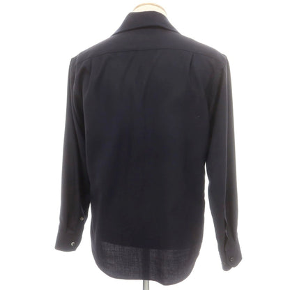 【中古】ジョルジオアルマーニ GIORGIO ARMANI ウール系 ショールカラー カジュアルシャツ ネイビー【 38 】【 状態ランクB 】【 メンズ 】