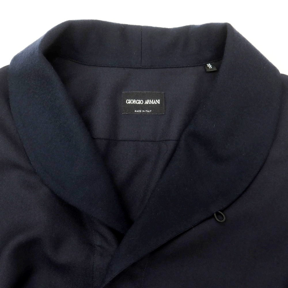 【中古】ジョルジオアルマーニ GIORGIO ARMANI ウール系 ショールカラー カジュアルシャツ ネイビー【 38 】【 状態ランクB 】【 メンズ 】