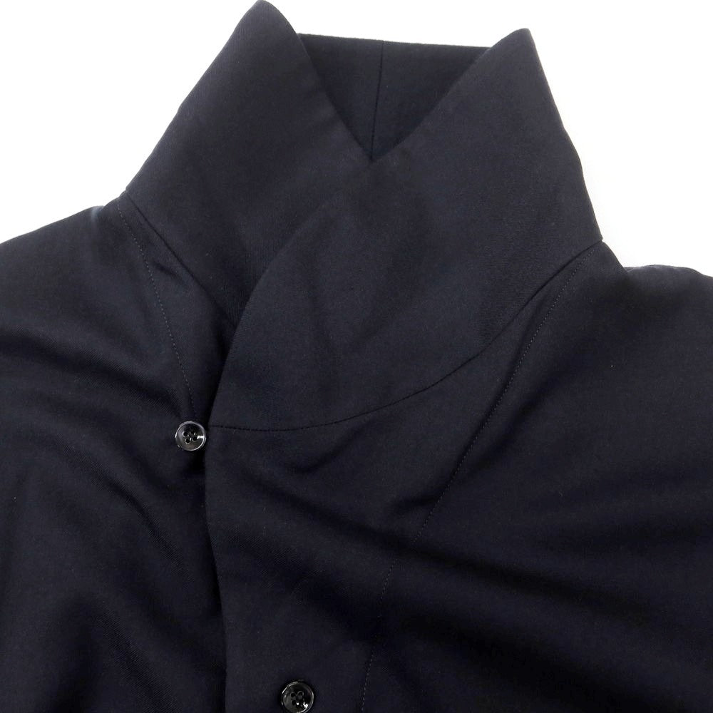 【中古】ジョルジオアルマーニ GIORGIO ARMANI ウール系 ショールカラー カジュアルシャツ ネイビー【 38 】【 状態ランクB 】【 メンズ 】