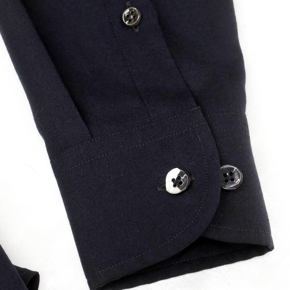 【中古】ジョルジオアルマーニ GIORGIO ARMANI ウール系 ショールカラー カジュアルシャツ ネイビー【 38 】【 状態ランクB 】【 メンズ 】