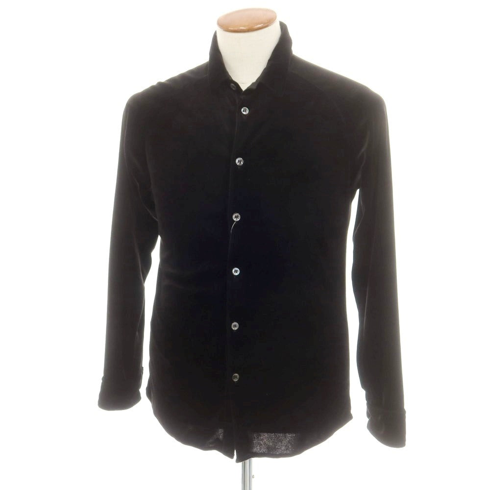 【中古】ジョルジオアルマーニ GIORGIO ARMANI コットン系 ベロア カジュアルシャツ ブラック【 39 】【 状態ランクB 】【 メンズ 】