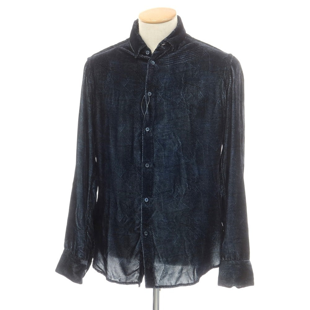 【中古】ジョルジオアルマーニ GIORGIO ARMANI コットン系 ベロア スナップダウン カジュアルシャツ ネイビー【 36 】【 状態ランクB 】【 メンズ 】