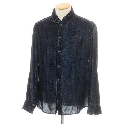 【中古】ジョルジオアルマーニ GIORGIO ARMANI コットン系 ベロア スナップダウン カジュアルシャツ ネイビー【 36 】【 状態ランクB 】【 メンズ 】