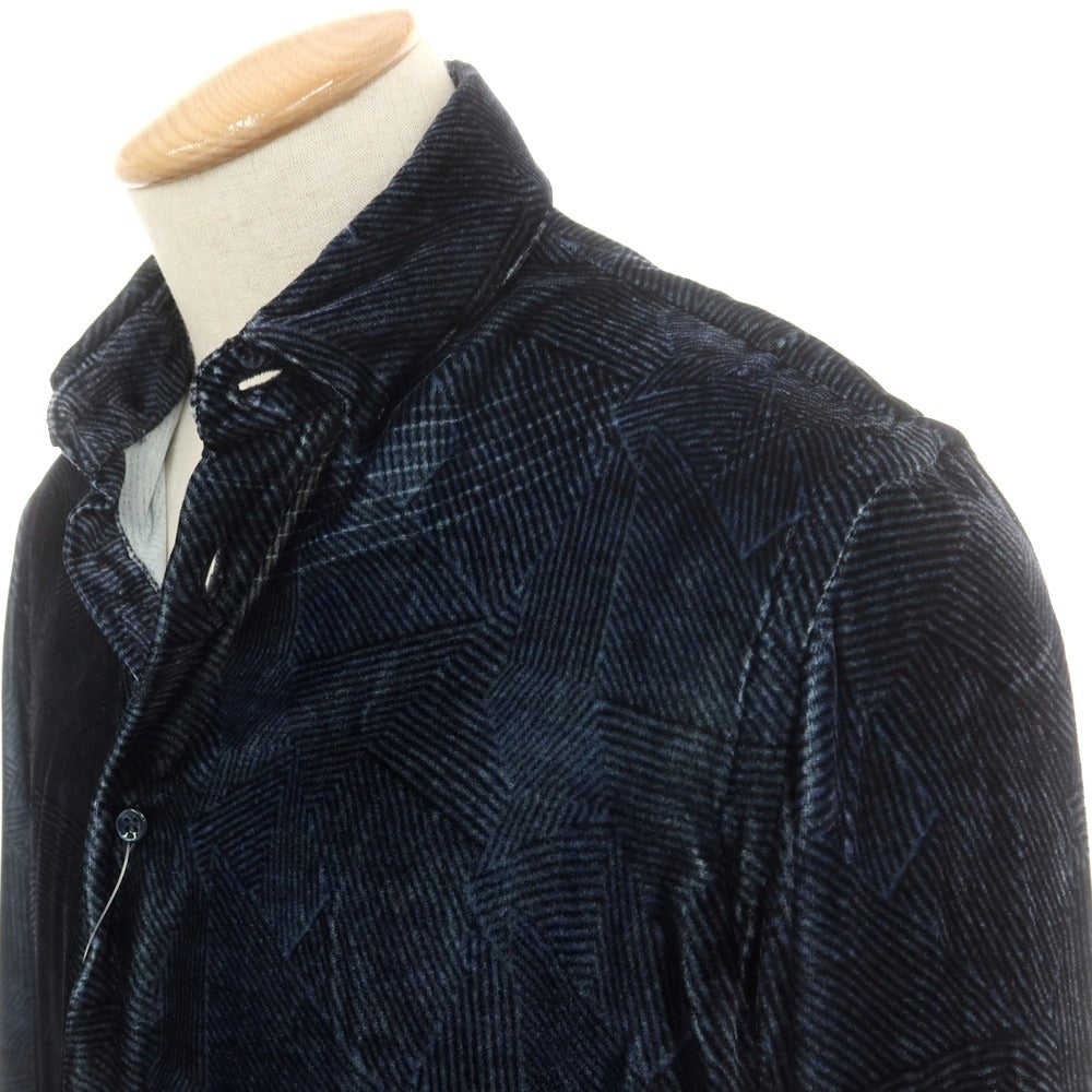 【中古】ジョルジオアルマーニ GIORGIO ARMANI コットン系 ベロア スナップダウン カジュアルシャツ ネイビー【 36 】【 状態ランクB 】【 メンズ 】