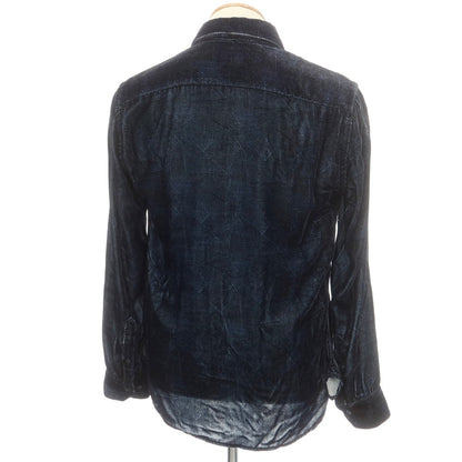 【中古】ジョルジオアルマーニ GIORGIO ARMANI コットン系 ベロア スナップダウン カジュアルシャツ ネイビー【 36 】【 状態ランクB 】【 メンズ 】