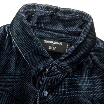 【中古】ジョルジオアルマーニ GIORGIO ARMANI コットン系 ベロア スナップダウン カジュアルシャツ ネイビー【 36 】【 状態ランクB 】【 メンズ 】
