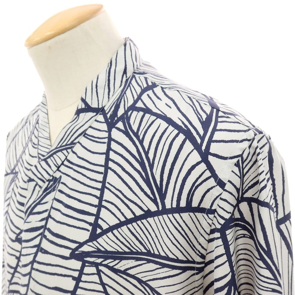 【中古】ジョルジオアルマーニ GIORGIO ARMANI シルク 総柄 カジュアルシャツ グレーxネイビー【サイズ38】【 状態ランクA 】【 メンズ 】