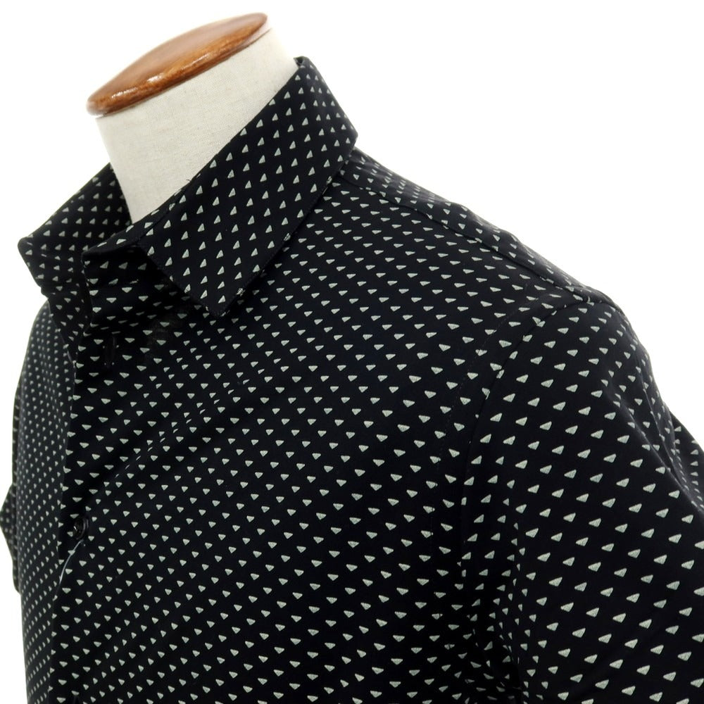 【中古】ジョルジオアルマーニ GIORGIO ARMANI コットン 総柄 半袖シャツ ブラックxグレー【サイズ39】【 状態ランクB 】【 メンズ 】