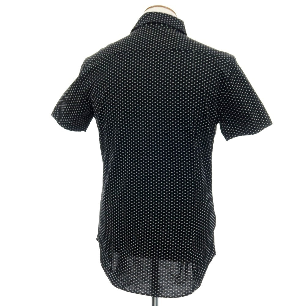 【中古】ジョルジオアルマーニ GIORGIO ARMANI コットン 総柄 半袖シャツ ブラックxグレー【サイズ39】【 状態ランクB 】【 メンズ 】