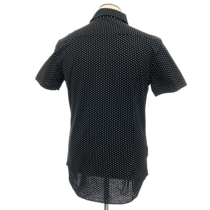 【中古】ジョルジオアルマーニ GIORGIO ARMANI コットン 総柄 半袖シャツ ブラックxグレー【サイズ39】【 状態ランクB 】【 メンズ 】