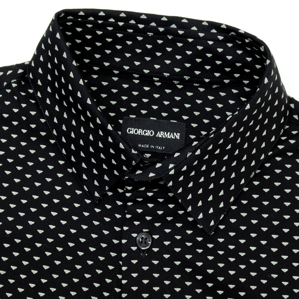 【中古】ジョルジオアルマーニ GIORGIO ARMANI コットン 総柄 半袖シャツ ブラックxグレー【サイズ39】【 状態ランクB 】【 メンズ 】