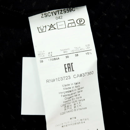 【中古】ジョルジオアルマーニ GIORGIO ARMANI コットン 総柄 半袖シャツ ブラックxグレー【サイズ39】【 状態ランクB 】【 メンズ 】