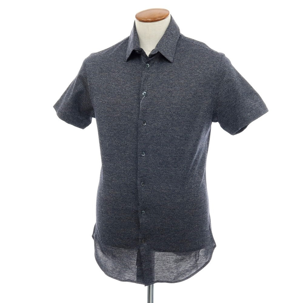 【中古】ジョルジオアルマーニ GIORGIO ARMANI コットンジャージー 半袖シャツ ネイビーxホワイト【サイズ40】【 状態ランクB 】【 メンズ 】