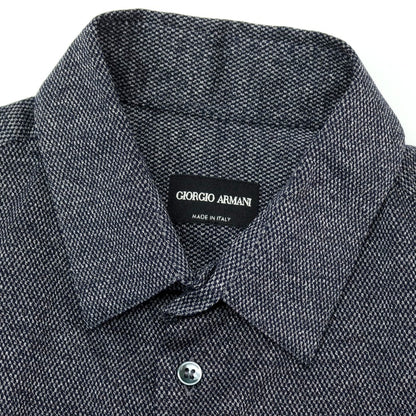 【中古】ジョルジオアルマーニ GIORGIO ARMANI コットンジャージー 半袖シャツ ネイビーxホワイト【サイズ40】【 状態ランクB 】【 メンズ 】