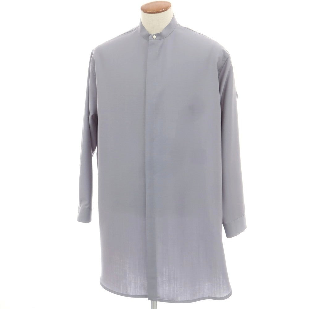 【中古】ジルサンダー JIL SANDER ウール バンドカラー ロング カジュアルシャツ グレー【 39 】【 状態ランクB 】【 メンズ 】