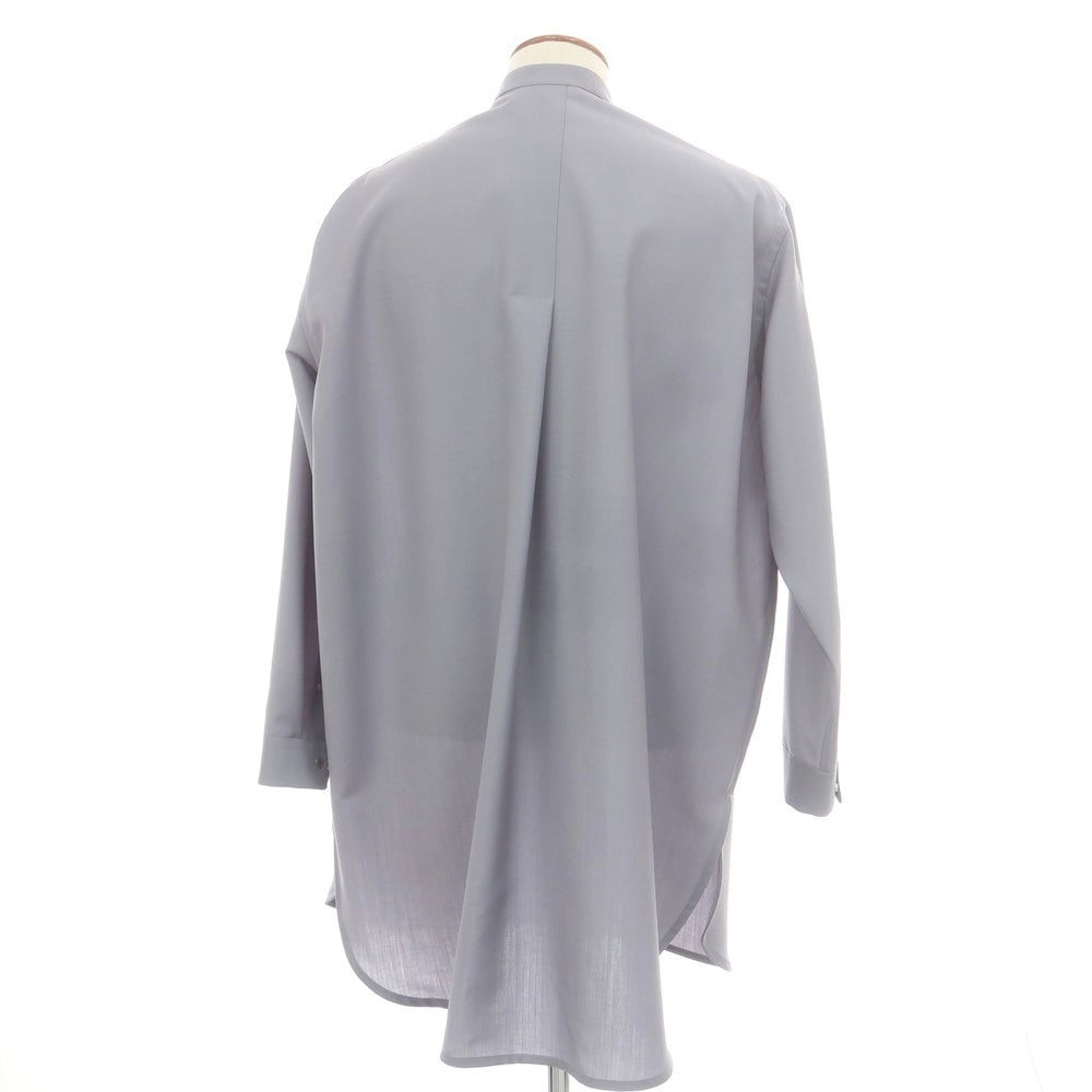 【中古】ジルサンダー JIL SANDER ウール バンドカラー ロング カジュアルシャツ グレー【 39 】【 状態ランクB 】【 メンズ 】