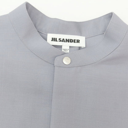 【中古】ジルサンダー JIL SANDER ウール バンドカラー ロング カジュアルシャツ グレー【 39 】【 状態ランクB 】【 メンズ 】