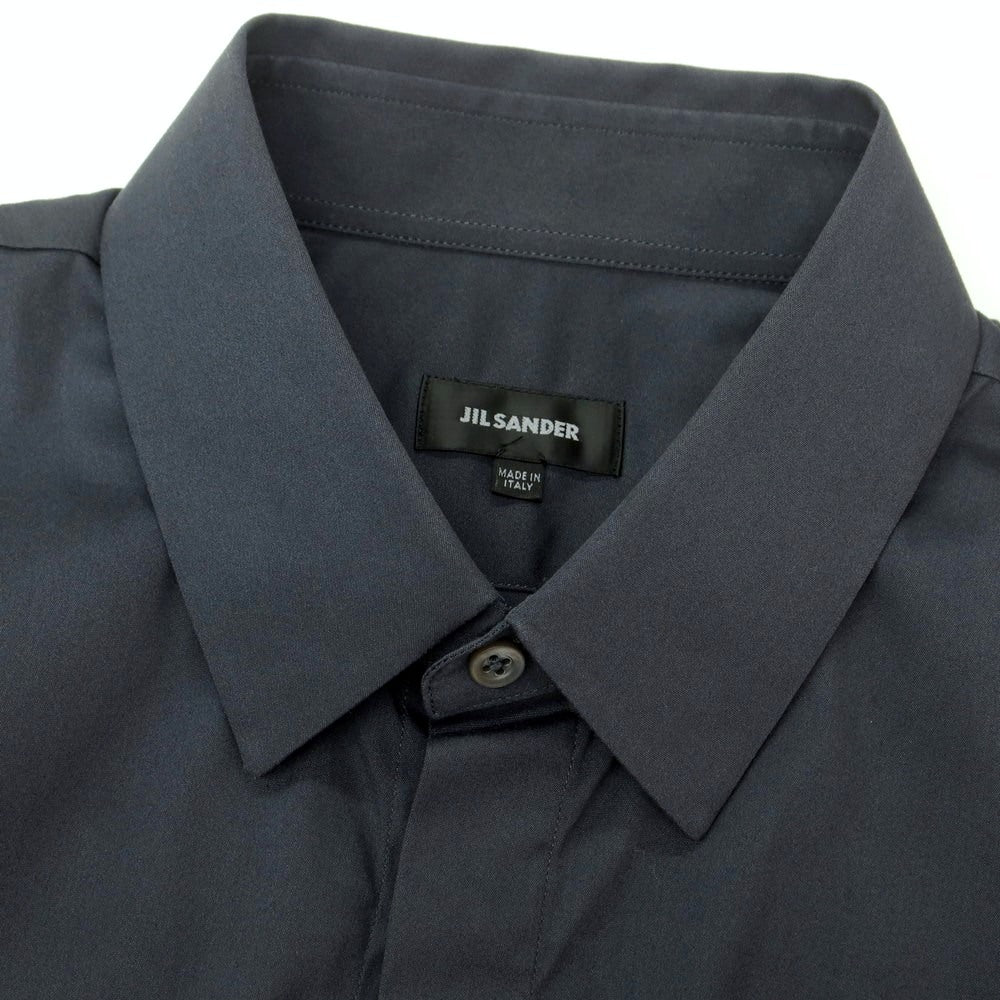【中古】ジルサンダー JIL SANDER ストレッチ コットンナイロン レギュラーカラー カジュアルシャツ ダークグレー【 38 】【 状態ランクB 】【 メンズ 】
