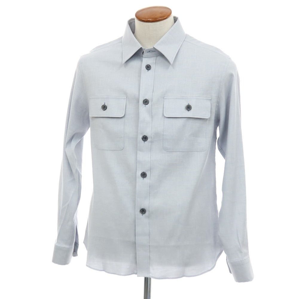 【中古】ミラショーン mila schon リネンレーヨン カジュアルシャツ ライトブルー【サイズ48】【 状態ランクB 】【 メンズ 】