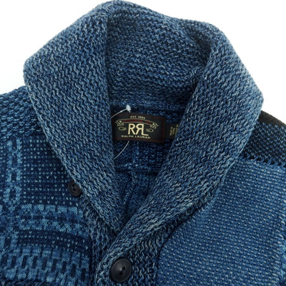 【中古】ダブルアールエル RRL DOUBLE RL コットンリネン パッチワーク ショールカラーカーディガン ネイビー【 S 】【 状態ランクB 】【 メンズ 】