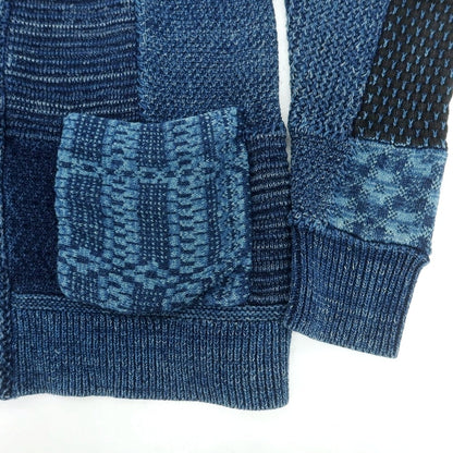 【中古】ダブルアールエル RRL DOUBLE RL コットンリネン パッチワーク ショールカラーカーディガン ネイビー【 S 】【 状態ランクB 】【 メンズ 】