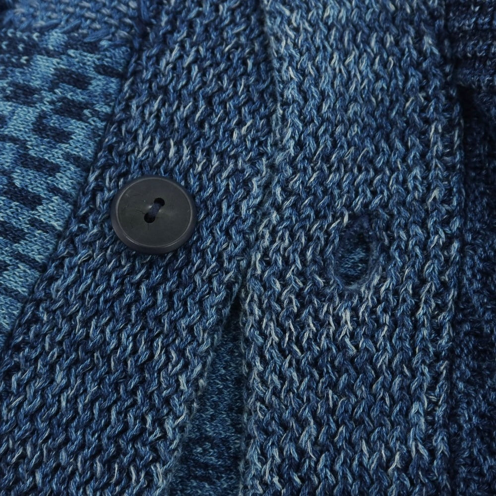 【中古】ダブルアールエル RRL DOUBLE RL コットンリネン パッチワーク ショールカラーカーディガン ネイビー【 S 】【 状態ランクB 】【 メンズ 】