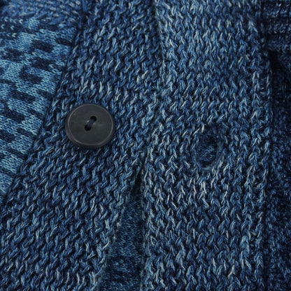 【中古】ダブルアールエル RRL DOUBLE RL コットンリネン パッチワーク ショールカラーカーディガン ネイビー【 S 】【 状態ランクB 】【 メンズ 】