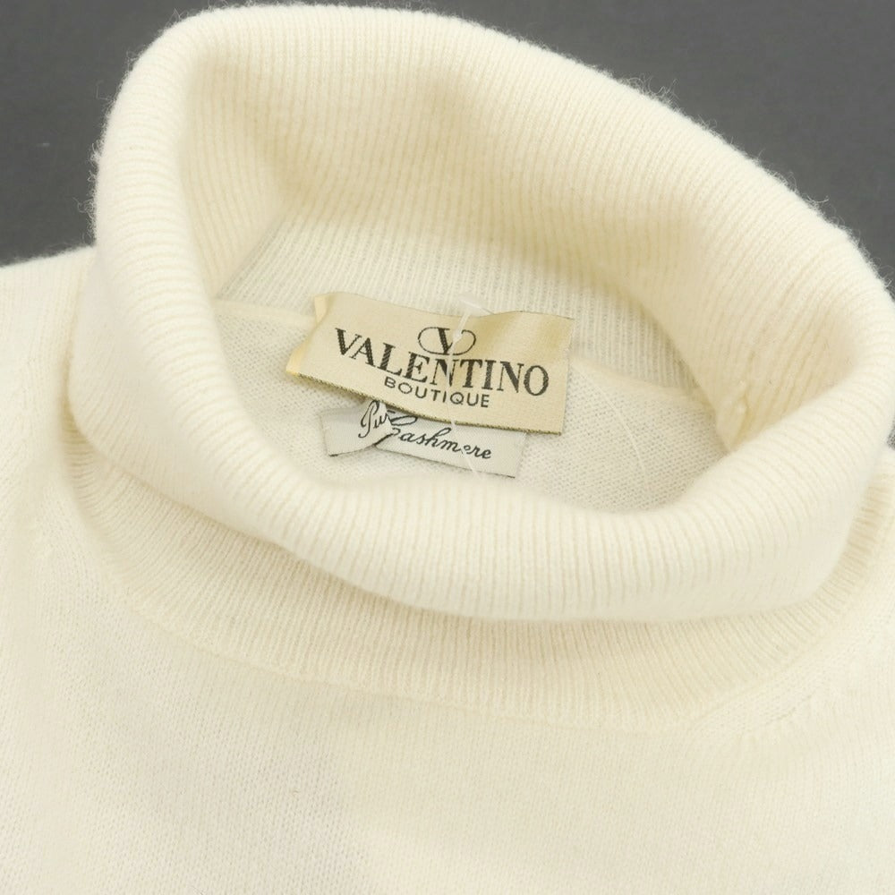 【中古】ヴァレンティノ VALENTINO カシミヤ 半袖タートルネックニット オフホワイト【 50 】【 状態ランクB 】【 メンズ 】