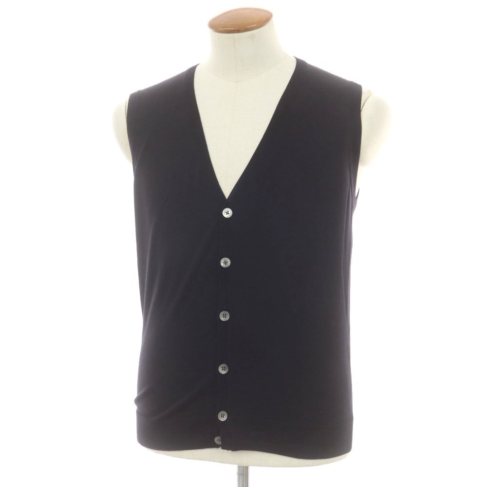 【中古】レセント LeCENT ハイゲージウール ニットベストカーディガン ブラック【 M 】【 状態ランクB 】【 メンズ 】