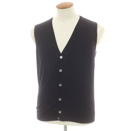 【中古】レセント LeCENT ハイゲージウール ニットベストカーディガン ブラック【 M 】【 状態ランクB 】【 メンズ 】