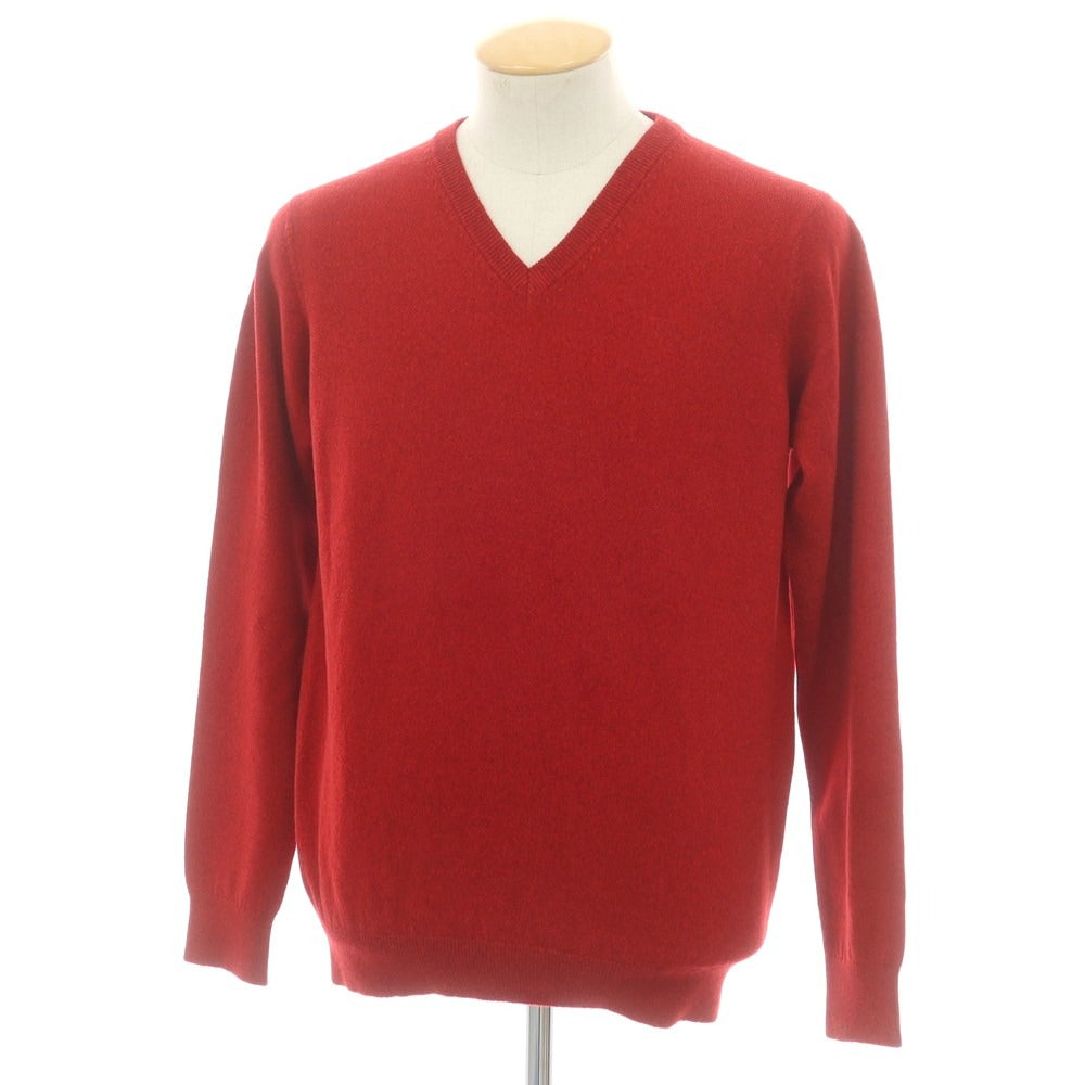 【中古】レセント LeCENT カシミヤ Vネックニット レッド【サイズM】【 状態ランクA 】【 メンズ 】[DPD]