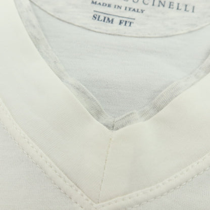 【中古】ブルネロクチネリ Brunello Cucinelli コットン Vネック 長袖Ｔシャツ オフホワイト【 XS 】【 状態ランクB 】【 メンズ 】