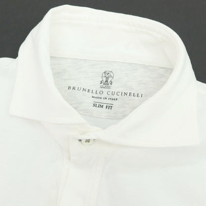 【中古】ブルネロクチネリ Brunello Cucinelli コットン ホリゾンタルカラー 長袖ポロシャツ ホワイト【 XXS 】【 状態ランクB 】【 メンズ 】