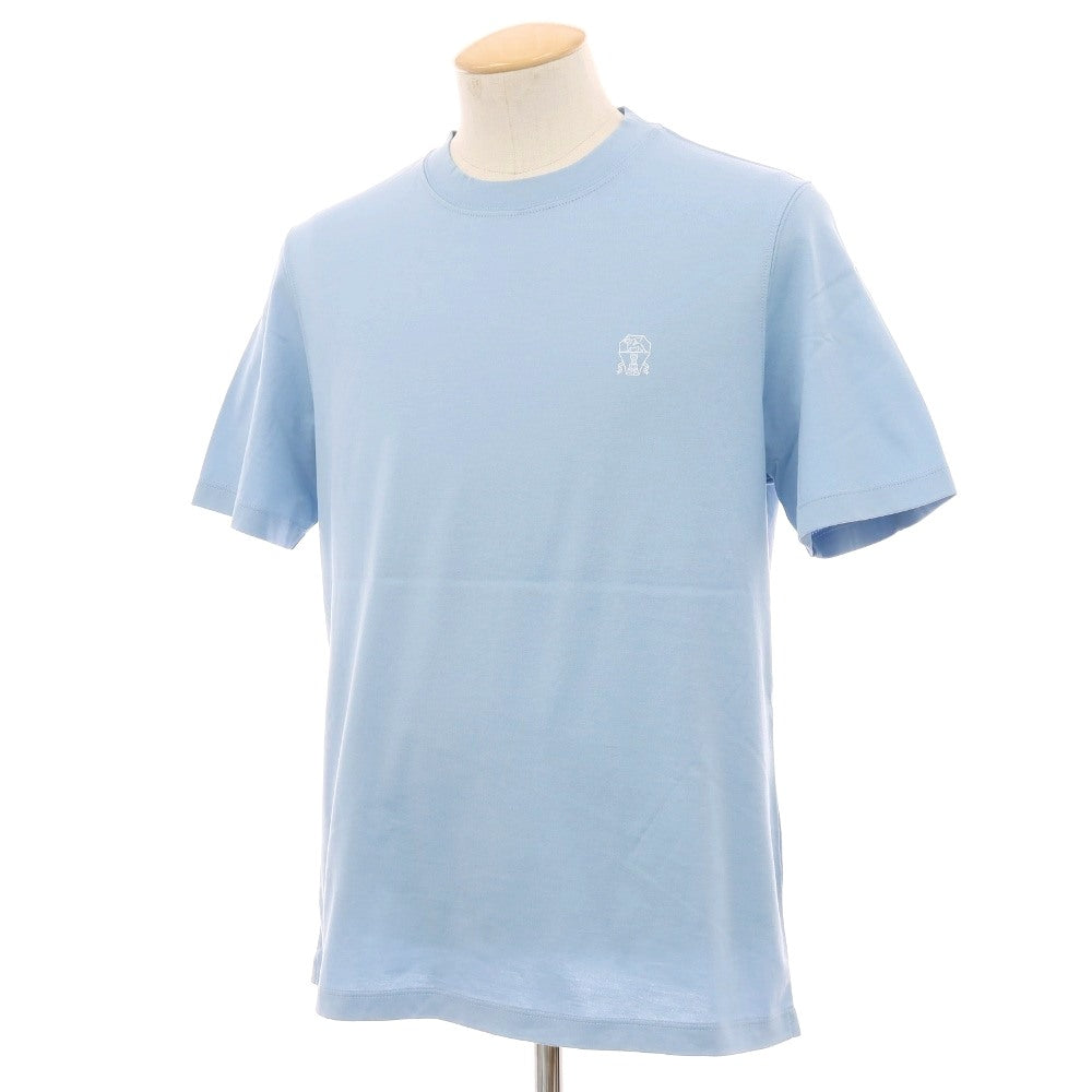【中古】ブルネロクチネリ Brunello Cucinelli コットン クルーネック 半袖Ｔシャツ ライトブルー【サイズS】【 状態ランクB 】【 メンズ 】